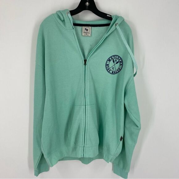 Rag Wear Women’s Zipper Front Waffle Knit Hoodie size XL Green - Picture 1 of 3